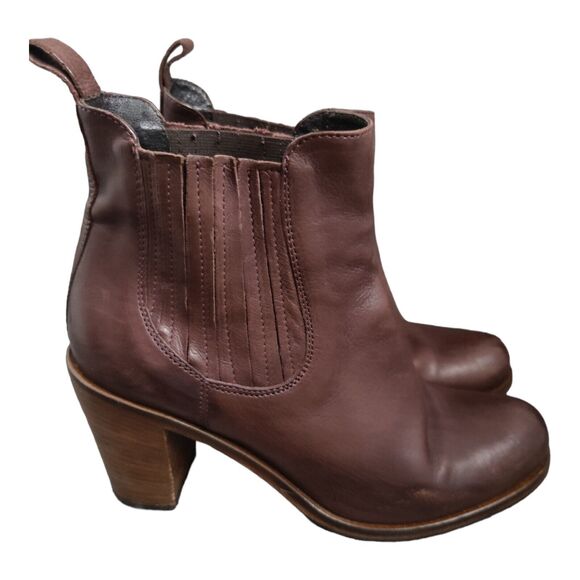 Boemos women's ankle Brown leather ankle booties Italy Elastic Size 40/ US9 - Picture 2 of 8